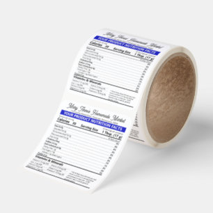2025 Blue Personalized Editable Nutrition Facts Square Sticker