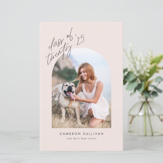 2025 Blush Arch Photo Graduation Announcement (Standing Front)