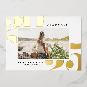2025 Bold Typography Photo Graduation Gold Foil Invitation
