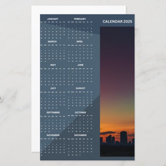 2025 budget calendar card (Front/Back)