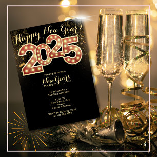 2025 Budget Marquee Typography New Years Eve Party Invitation