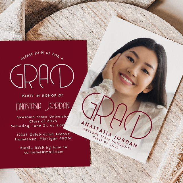 2025 Burgundy Gold Graduation Party Invitation (Creator Uploaded)