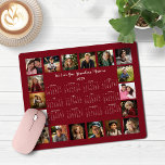 2025 Burgundy Red Multiple Photo Collage Calendar Mouse Pad<br><div class="desc">🌟2025 Burgundy Red Maroon Multiple Photo Collage Calendar Mouse Pad featuring a simple, minimalist year-at-a-glance calendar and 18 of your favorite photos. All the colors are all customizable. Makes a great gift for grandparents, parents, aunts, uncles, godparents, and more! Please contact us at cedarandstring@gmail.com if you need assistance with the...</div>