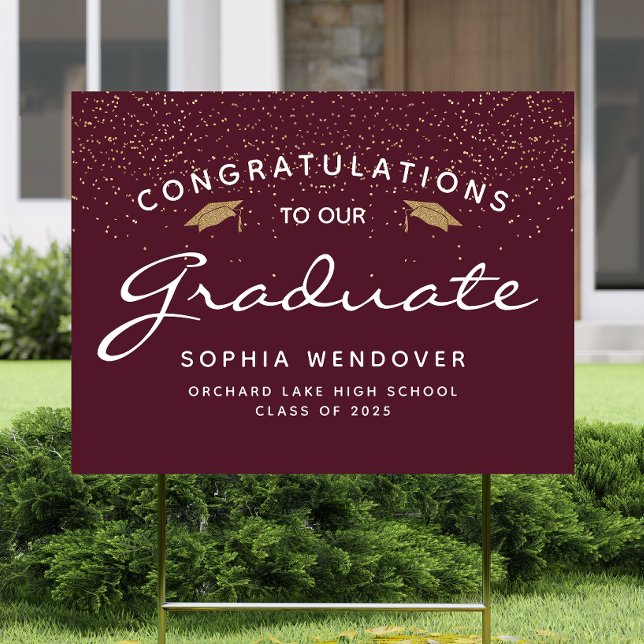 2025 Burgundy White Gold Caps Graduation Yard Sign (Creator Uploaded)