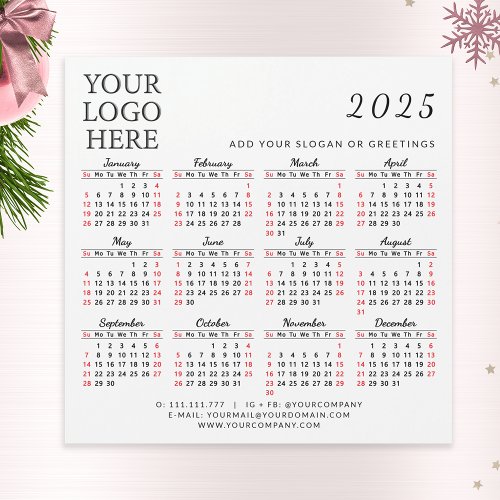 2025 Business Calendar Magnet Company Logo Simple