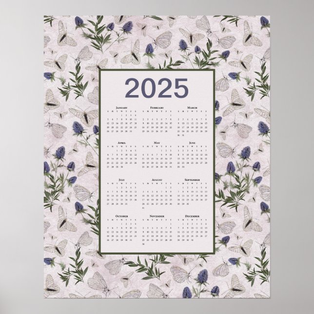 2025 Butterflies Thistle Wall Calendar Poster (Front)