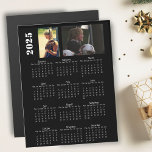 2025 Calendar 2 Photo Collage Magnet Card<br><div class="desc">Year 2025 Photo Collage Magnet Calendar. This personalized 2025 calendar shows the days of the week for each month. Add 2 of your favorite photos.</div>