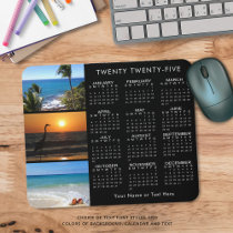 2025 Calendar 3 Photo Personalized Black Mouse Pad