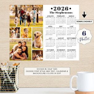 2025 Calendar 6 Photo Collage Personalized Poster