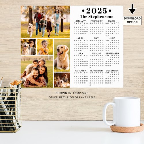 2025 Calendar 6 Photo Collage Personalized Poster