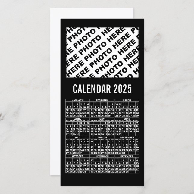 2025 Calendar Add 1 Horizontal Photo Card black (Front/Back)