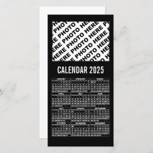 2025 Calendar Add 1 Horizontal Photo Card black