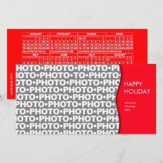 2025 Calendar Add 1 Photo Red Card