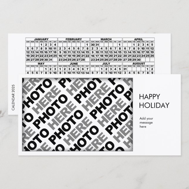 2025 Calendar Add 1 Photo Simple Card (Front/Back)