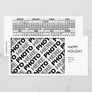 2025 Calendar Add 1 Photo Simple Card