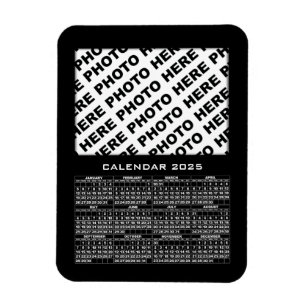 2025 Calendar Add 1 Photos Magnet Black