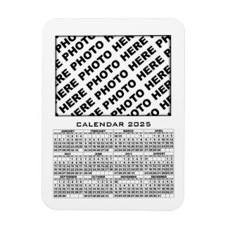 2025 Calendar Add 1 Photos Magnet White
