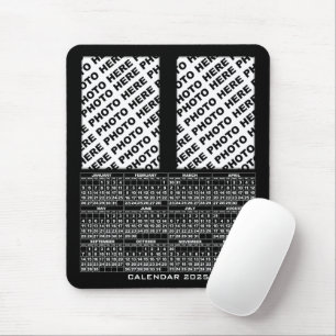 2025 Calendar Add 2 Vertical Photos Mousepad black