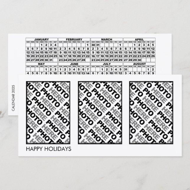 2025 Calendar Add 3 Photos Card (Front/Back)