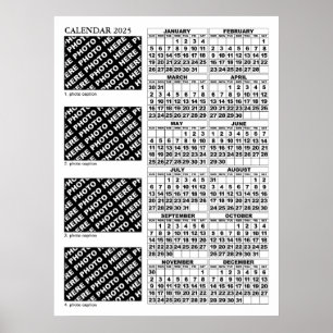 2025 Calendar Add 4 Photos Poster 24x32in