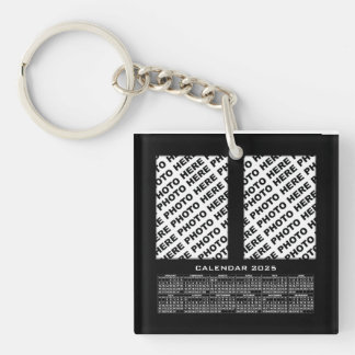 2025 Calendar Add 4 Vertical Photos Keychain