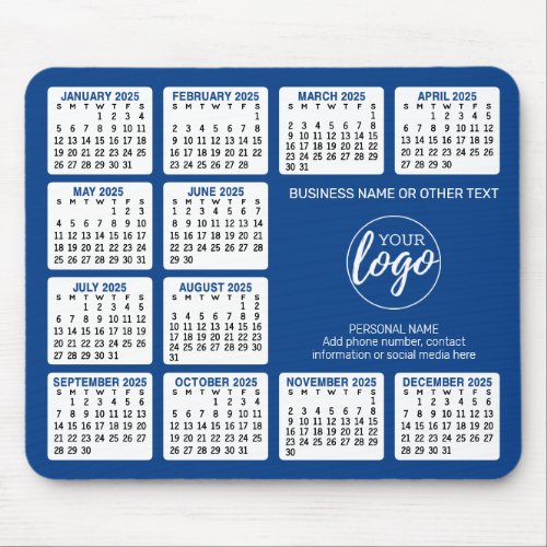 2025 Calendar _ add logo Contact Information Blue Mouse Pad