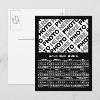 2025 Calendar Add Photo Black Postcard