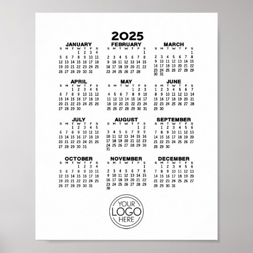 2025 Calendar _ Basic Black White Minimal Poster