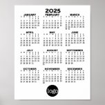 2025 Calendar - Basic Black White Minimal Poster<br><div class="desc">A very useful item for school or home office. A standard look for your home office or school locker. This shows a full year view of all dates.</div>