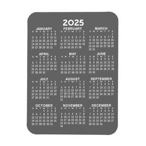 2025 Calendar _ Basic Grey Mini Calendar Magnet