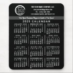 2025 Calendar Black Custom Business Logo Name Easy Mouse Pad<br><div class="desc">These professional-looking 2025 calendar mousepads are perfect for your company office branding. They have large, easy-to-read, bold numbers in white on black. Above that, brand your business with your corporate logo, business name, website, phone, address, and a slogan. Keep the date and all your company information at your fingertips with...</div>