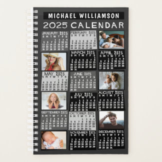 2025 Calendar Black Mod 12 Photo Collage Name Sm Planner