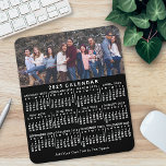 2025 Calendar Black Personalized Photo Name Bold Mouse Pad<br><div class="desc">This 2025 year personalized monthly calendar mousepad / mousemat shows the days of the week for each month in classic, professional-looking white on a black background. This is a simple, bold yearly calendar mousepad to help you conquer the new year, with large-print, easy-to-read numbers. Always know what date it is...</div>