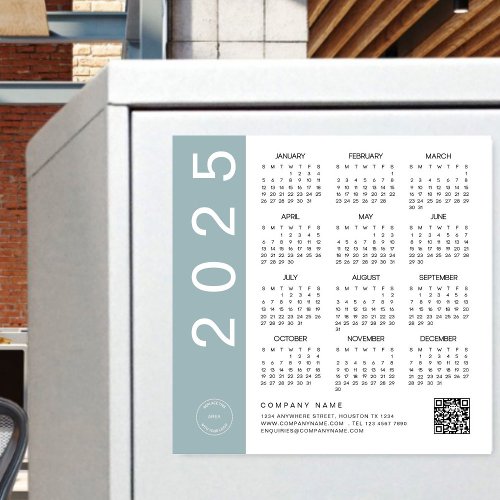 2025 Calendar Blue Border QR Code Company Logo