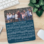 2025 Calendar Blue Personalized Photo Name Bold Mouse Pad<br><div class="desc">This 2025 year personalized monthly calendar mousepad / mousemat shows the days of the week for each month in classic, professional-looking white on a blue background. This is a simple, bold yearly calendar mousepad to help you conquer the new year, with large-print, easy-to-read numbers. Always know what date it is...</div>