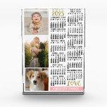 2025 Calendar Blush Pink Gold Family Photo Collage Acrylic Award<br><div class="desc">Celebrate 2025 with this elegant photo collage calendar. With easy-to-read dates in bold black, this beautifully simple calendar has the words "2025" and "LOVE" in faux gold glitter with a blush pink bar along the bottom for your personalized family name or other text. Vertically along the left side, add three...</div>