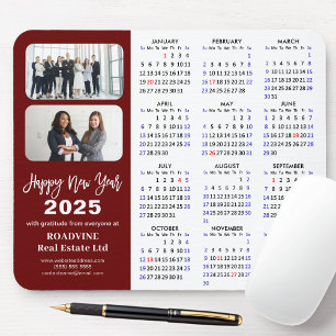 2025 Calendar Business 2 Photo Modern Red Simple Mouse Pad