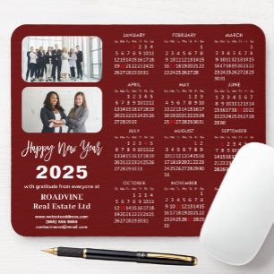2025 Calendar Business 2 Photo Modern Red Simple Mouse Pad