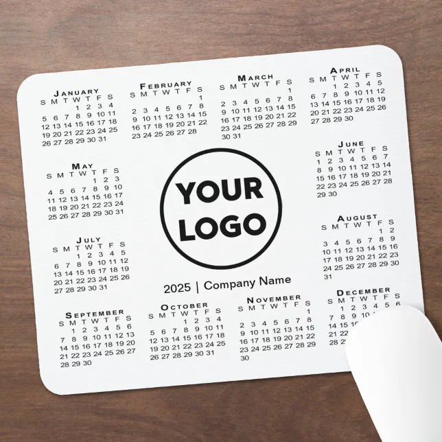 2025 Calendar Business Company Logo Mouse Pad Zazzle