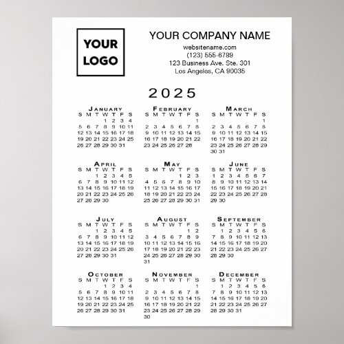 2025 Calendar Business Logo and Text Poster