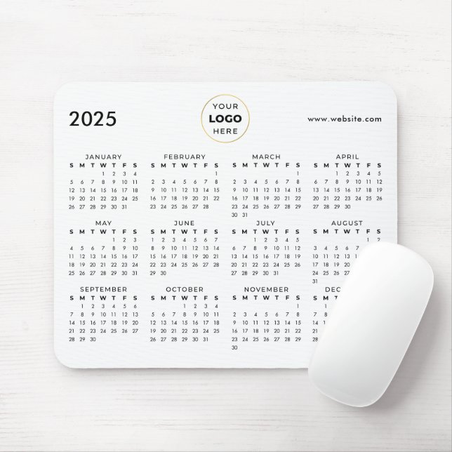  2025 Calendar Business Logo Black Mouse Pad (With Mouse)