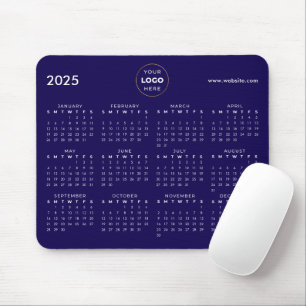 2025 Calendar Business Logo Blue Mouse Pad