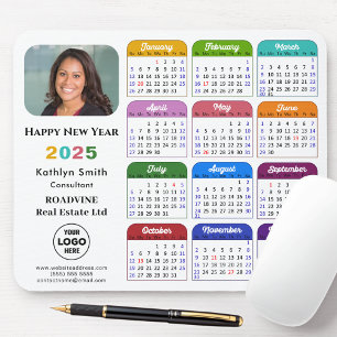 2025 Calendar Business Logo Minimalist Colorful Mouse Pad
