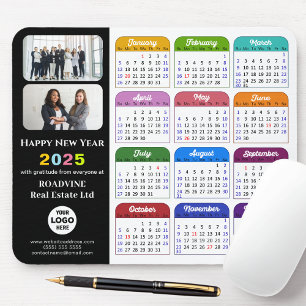 2025 Calendar Business Logo Modern Black Colorful Mouse Pad