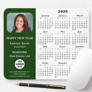 2025 Calendar Business Logo Photo Modern Green Mouse Pad