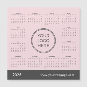 2025 Calendar Business Logo Pink Magnetic Card