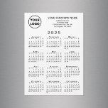 2025 Calendar Business Logo Text White Magnet Card<br><div class="desc">Send your customers a 2025 calendar magnetic card personalized with your logo, company name, and business contact information in black text on a white background. Add your logo, company name, and custom text (website, phone number, address, slogan, or other message) in the sidebar. Your logo can be any shape or...</div>