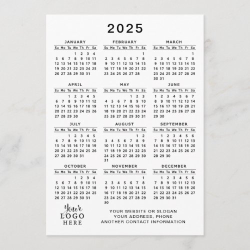 2025 Calendar Business Logo White Black Minimal Program