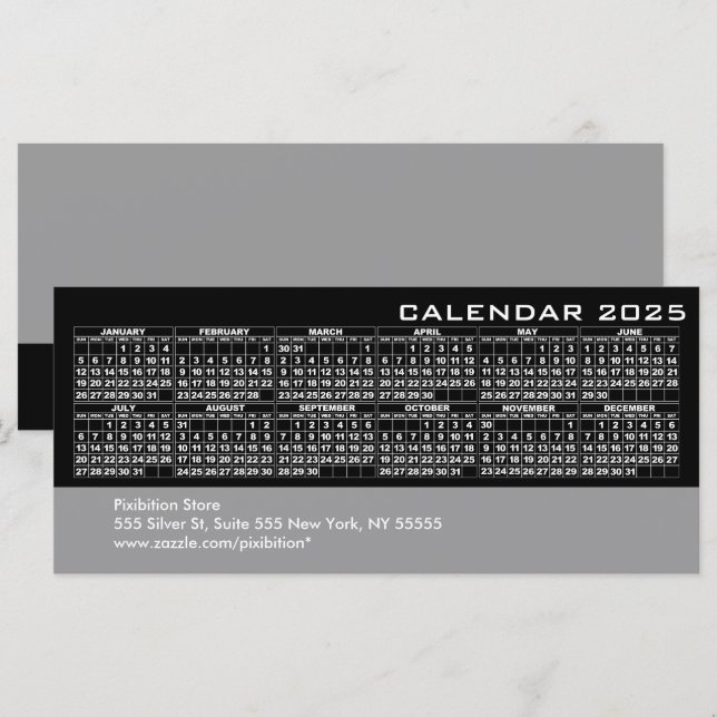 2025 Calendar Business Rack Card Black (Front/Back)