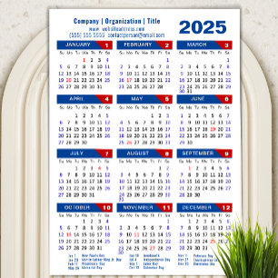 2025 Calendar Business Simple Blue Red Magnetic